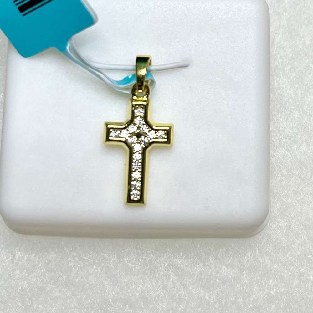 Gold Cross Pendant Sterling Silver Moissanite